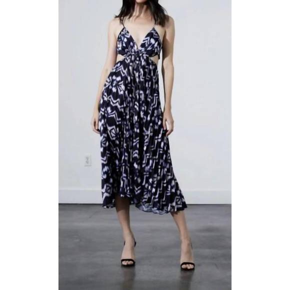 NEW KARINA GRIMALDI serena print dress in black - Picture 1 of 3